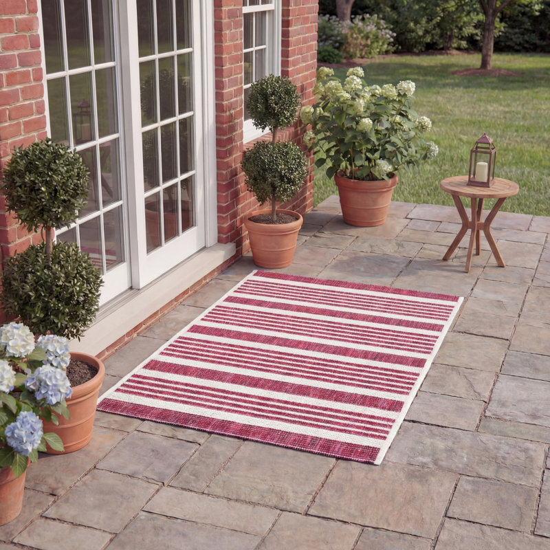 Tapis d'intérieur / extérieur à rayures Branksome Performance, Rectangle 2 pi x 3 pi 7 po