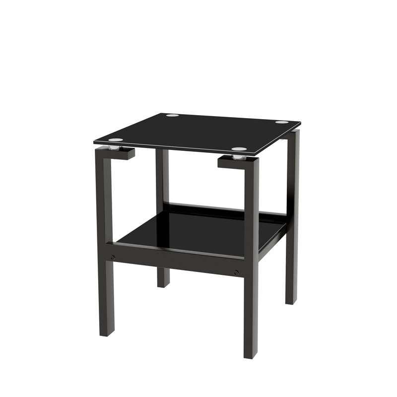 Ensemble de table de bout 2 pièces avec tablette de rangement 2 couches Gass