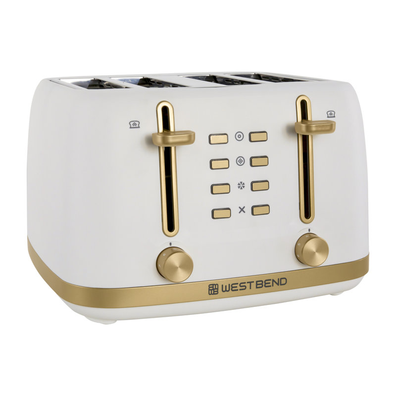 West Bend Timeless 4-Slice Toaster, in White/Gold, White
