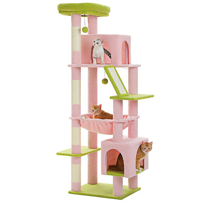 Cat Tree For Large Cats, 71" Tall Cat Tower, Large Cat Tree For Indoor Cats, Multi-Level Cat House Furniture With 2 Big Condo Pad Bed, Cozy Hammock And Sisal Scratching Posts