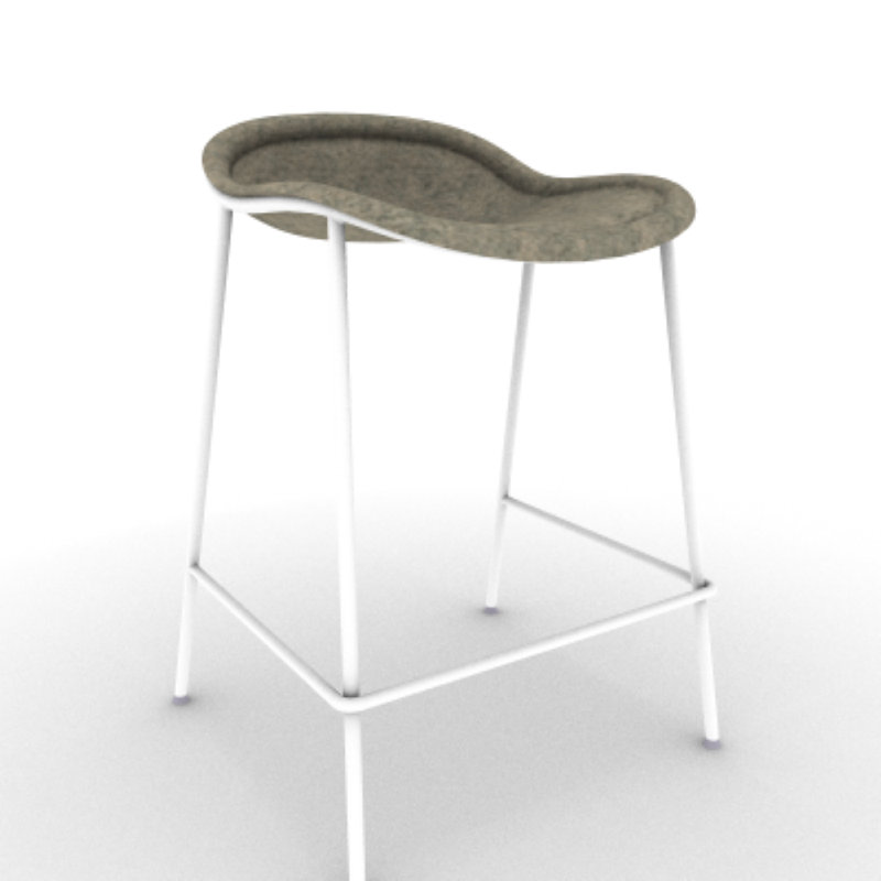 Tabouret Vale, Siège en pierre / cadre blanc pur