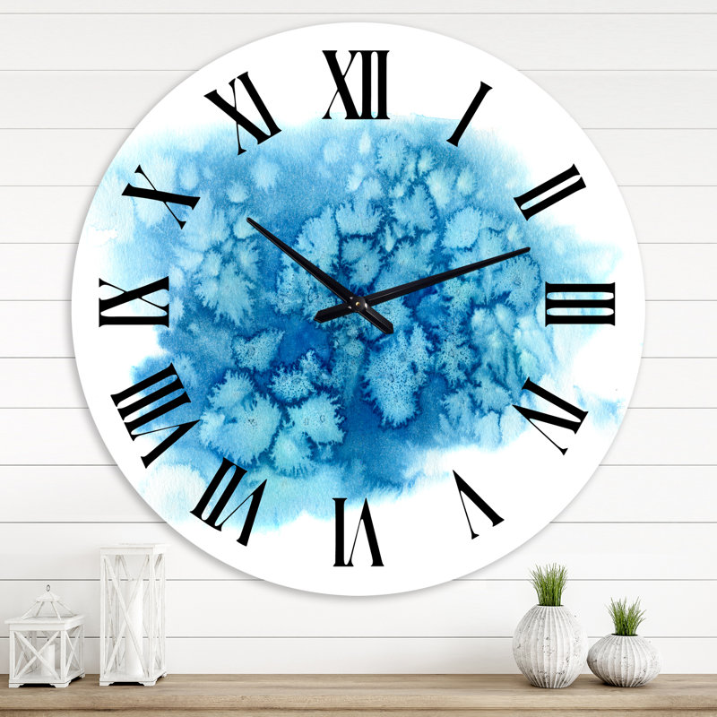 Blue Turquoise Cloud Abstract - horloge murale moderne, Grand