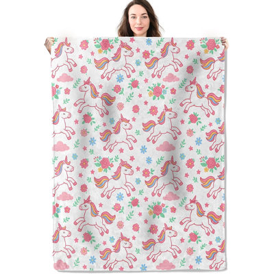 Unicorn Garden Fantasy Throw Blanket for Couch Bed, 30 x 40 in