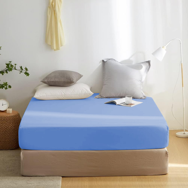 Super Soft Microfiber Deep Pocket Fitted Sheet, Light Blue, Super King (6')