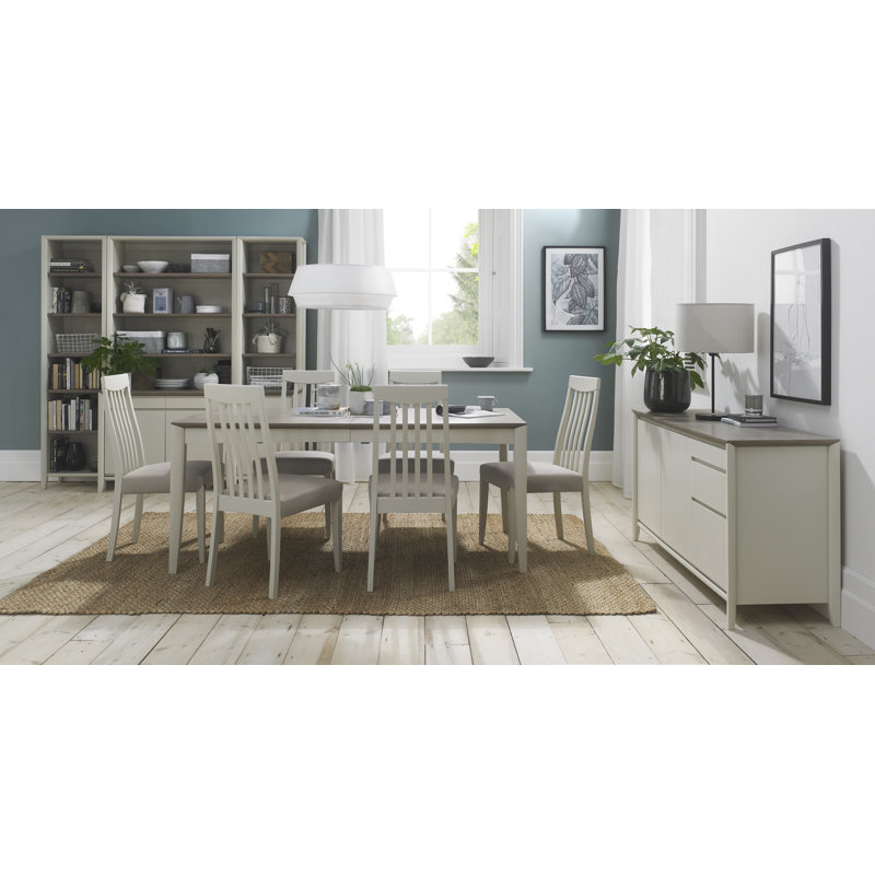 Izzie Upholstered Slat Back Side Chair, Beige, White