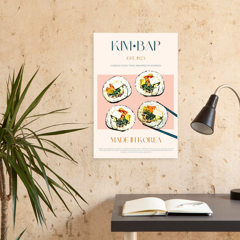 Art mural traditionnel coréen Kimbap Rolls, H 24 po x l 16 po