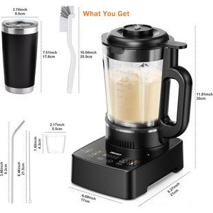 10-in-1 Heating Blender: Hot Soup Maker, Smoothie Blender, Nut Milk Machine - Powerful 2400W Kitchen Blender with Self-Clean & Safety Features