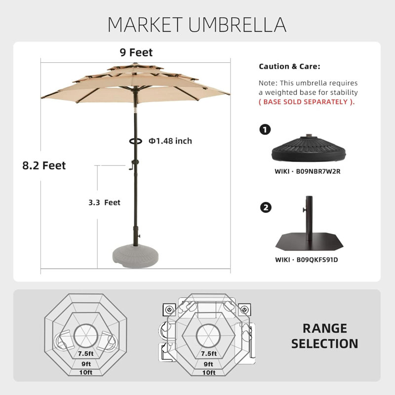 Parasol avec manivelle Lella Market, Beige