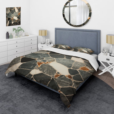 Ensemble de housse de couette Gray Abstract Harmony In Tiles I - Abstract Tile