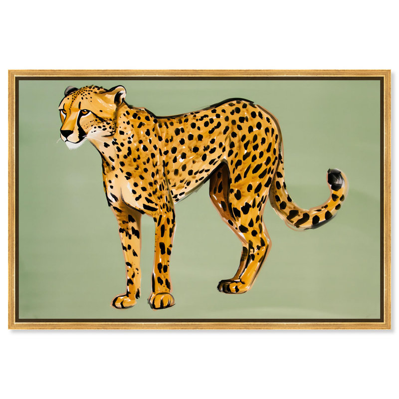Décoration murale moderne sur toile Golden Cheetah par Art Remedy, cadre doré, 15 x 10, H 11 po x l 16 po, Encadrement doré