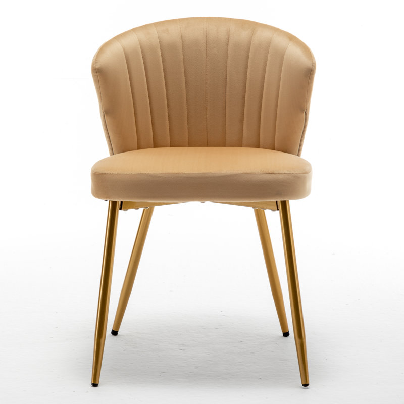 Raffinee Velvet Slipper Chair, Light Brownish