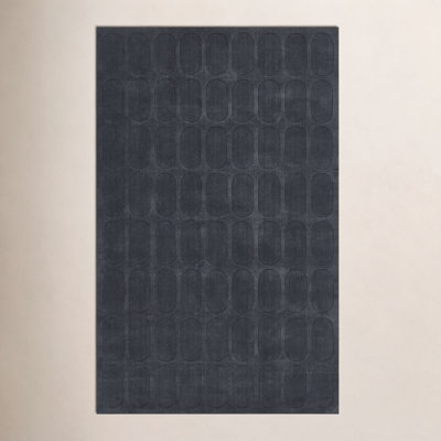 Mazzi Contour Hand Loomed Wool Geometric Navy Area Rug
