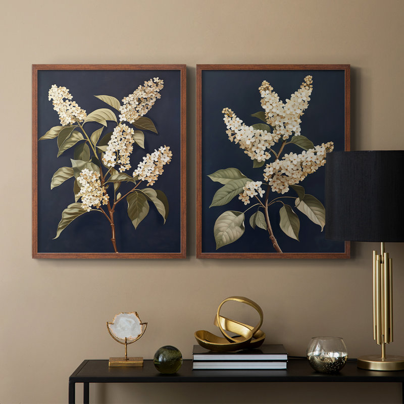 FLORAL Series CLV III - reproduction encadrée de qualité supérieure - prête à être accrochée - aucun clou requis - aucun clou requis