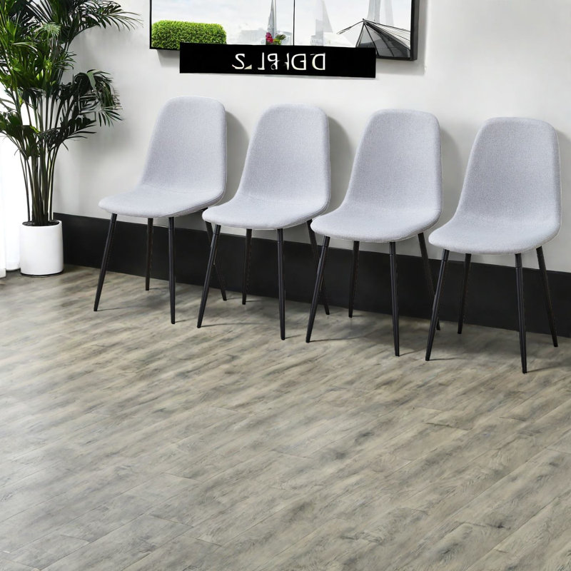 Chaises de salle à manger confortables, ensemble moderne en métal en tissu de lin pour la maison de cuisine