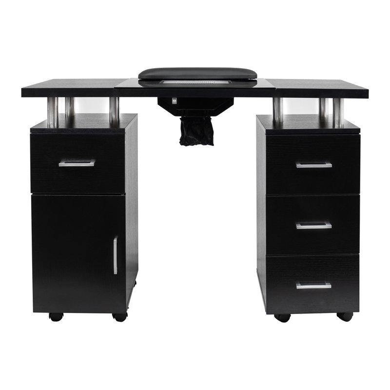 Table d'artisanat en verre 8,99 "x 20,99" avec roues, Noir