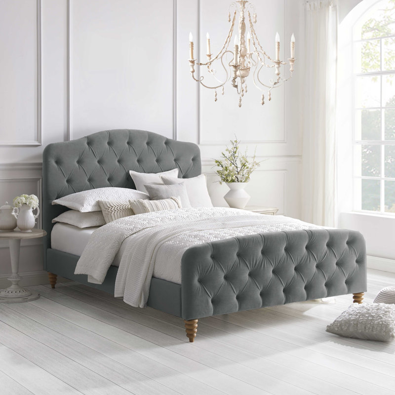 Très grand lit plateforme Elegance Tess, gris, Très grand