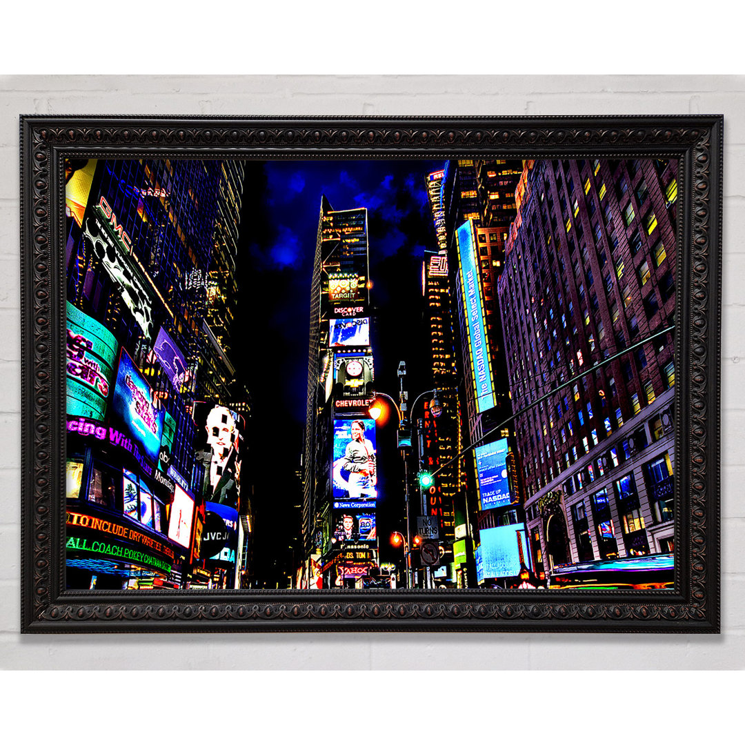 New York Times Square Blauer Himmel bei Nacht - Druck