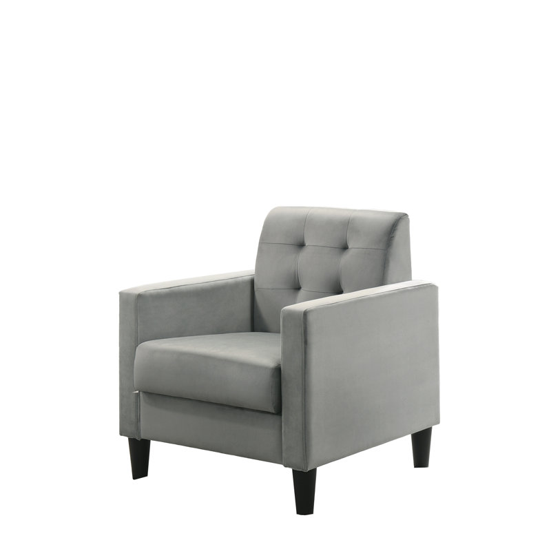 Audreyana Velvet Club Chair, Light Gray Velvet