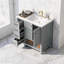 Meuble-lavabo moderne gris 36 po avec lavabo en céramique, armoire en bois massif et panneau de fibres à densité moyenne avec 2 portes, 2 tiroirs et tablette ouverte-408065726-408065697