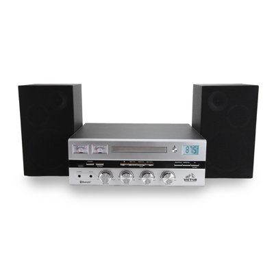 Victor VDTS-4450 Milwaukee 50 Watt Desktop CD Stereo System with Bluetooth, Square VU Metres, Remote Control, and Detached Speakers – Ideal for Home or Office Music Listening