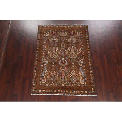 Lupie One-of-a-Kind 5'0'' x 6'7'' New Age Rectangle Wool Area Rug in Brown