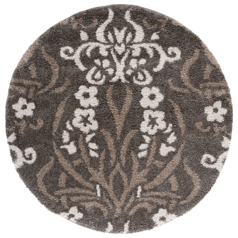 Ellyona Shag Performance Floral Rug, Round 5'