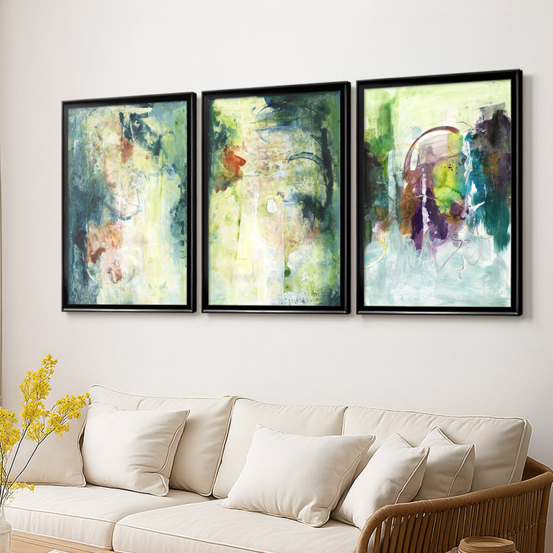 Nature's Elements I - Toile tendue avec châssis sur mesure - 3 pièces, Noir, H 21 po x l 30 po