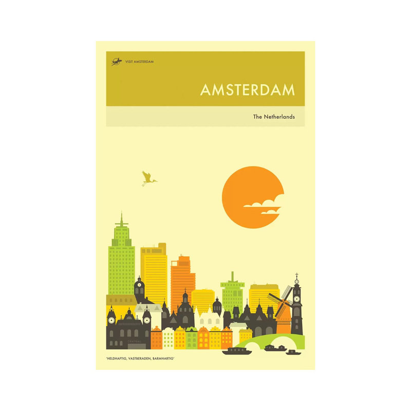 Amsterdam Skyline by Jazzberry Blue - Wrapped Canvas Print, 101.6 cm H x 66.04 cm W x 1.91 cm D