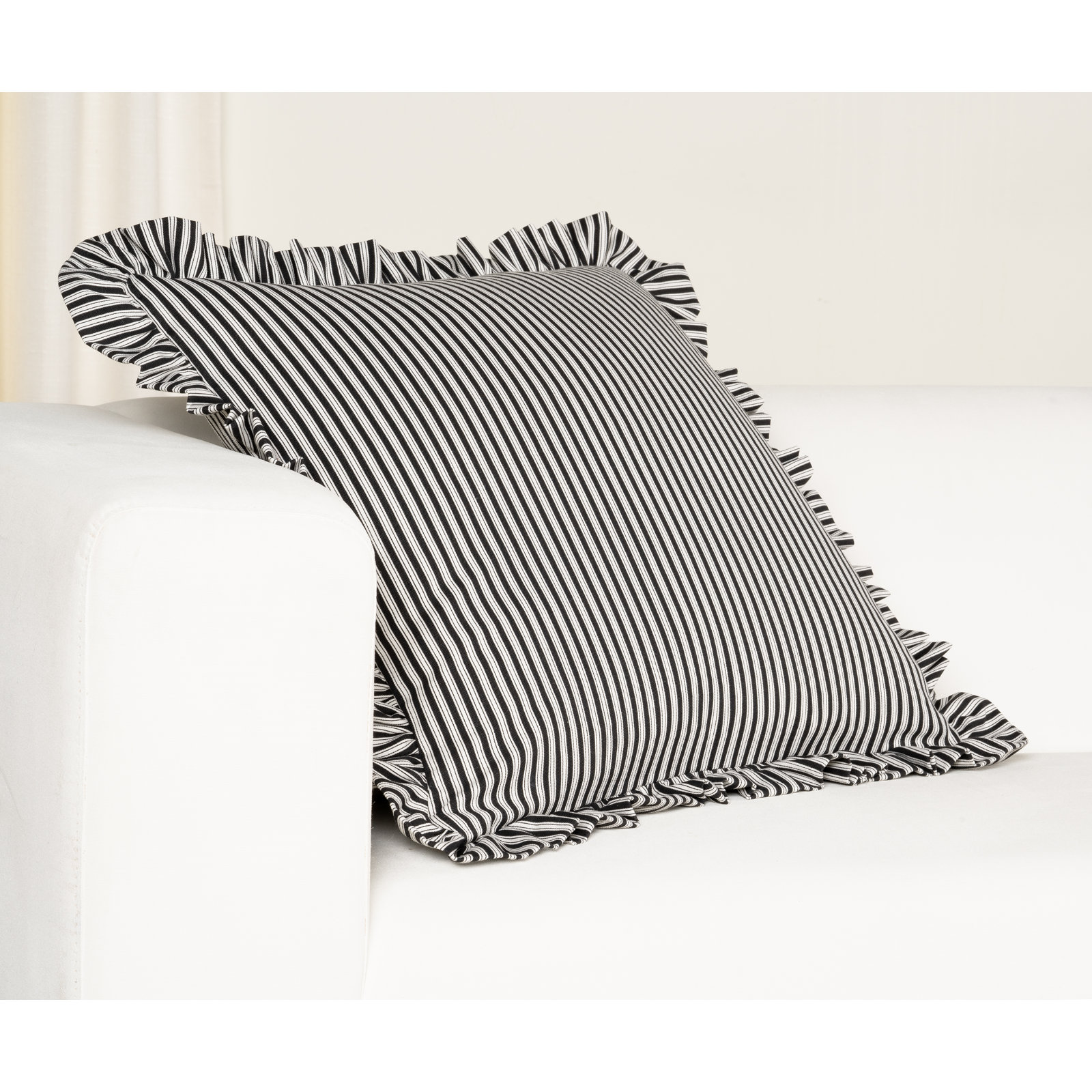 20" x 20" Cotton Throw Pillow, Polyester, Black