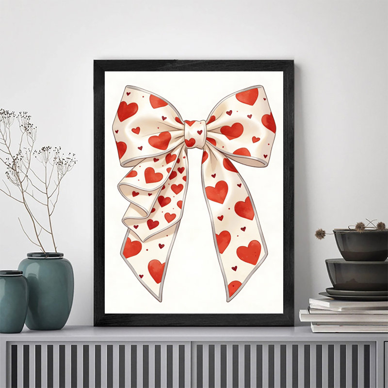 Reproduction encadrée noire de la Saint-Valentin rétro, H 11 po x l 9 po