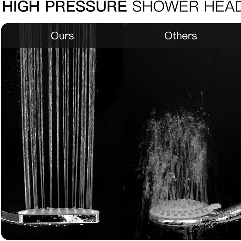 Pomme de douche haute pression avec pomme de douche à main carrée amovible