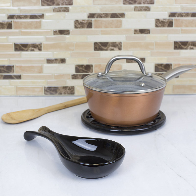 Ceramic / Porcelain Oval Spoon Rest, Black