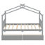 Lit simple en bois avec tiroirs, gris