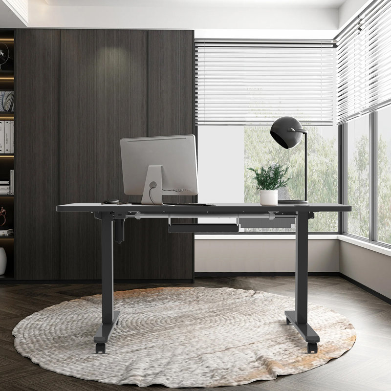 Antlia Adjustable Metal Base Standing Desk, Black, Black