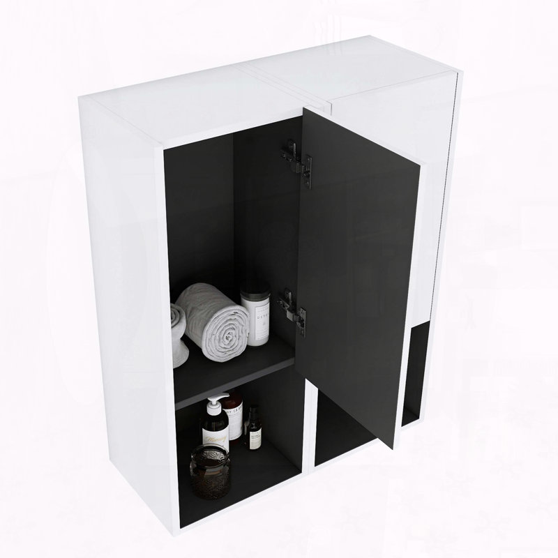 Set of 2 12-inch Wall-Mounted Bathroom Side Cabinets with Soft-Close Doors and Floating Design