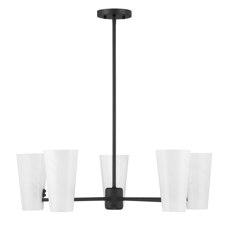 Lustre 5 lumières Meridian, Noir mat