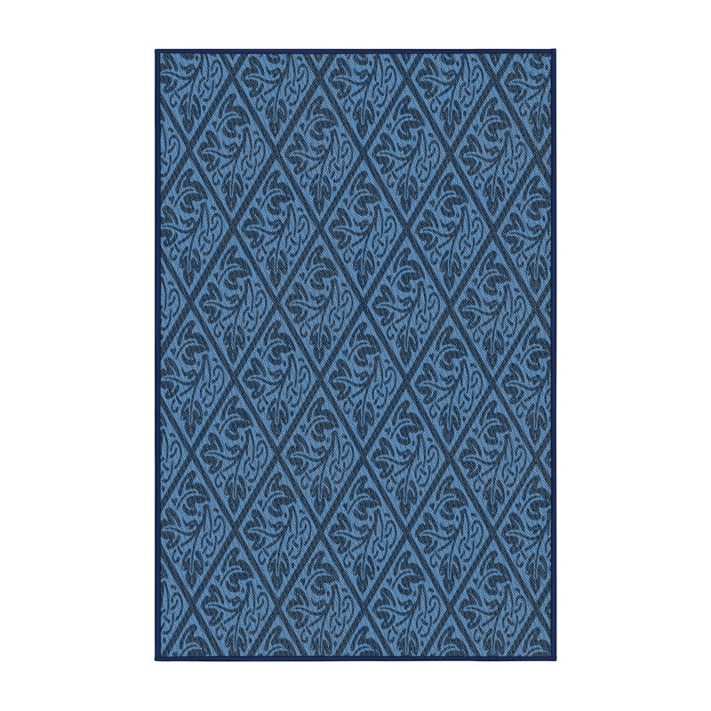 Tapis bleu tissé à la machine, Rectangle 4 pi x 6 pi