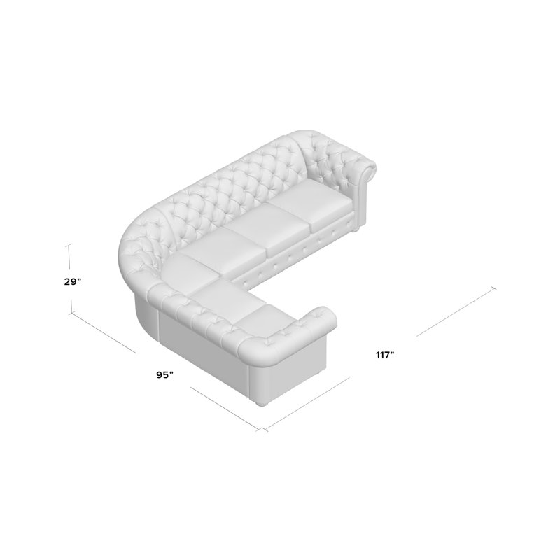 Canapé modulaire réversible en velours de 117 po Huskins, Gris foncé