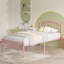 Structure de lit simple avec lit plateforme et tête de lit en métal, sommier sans sommier-376476333-359611194