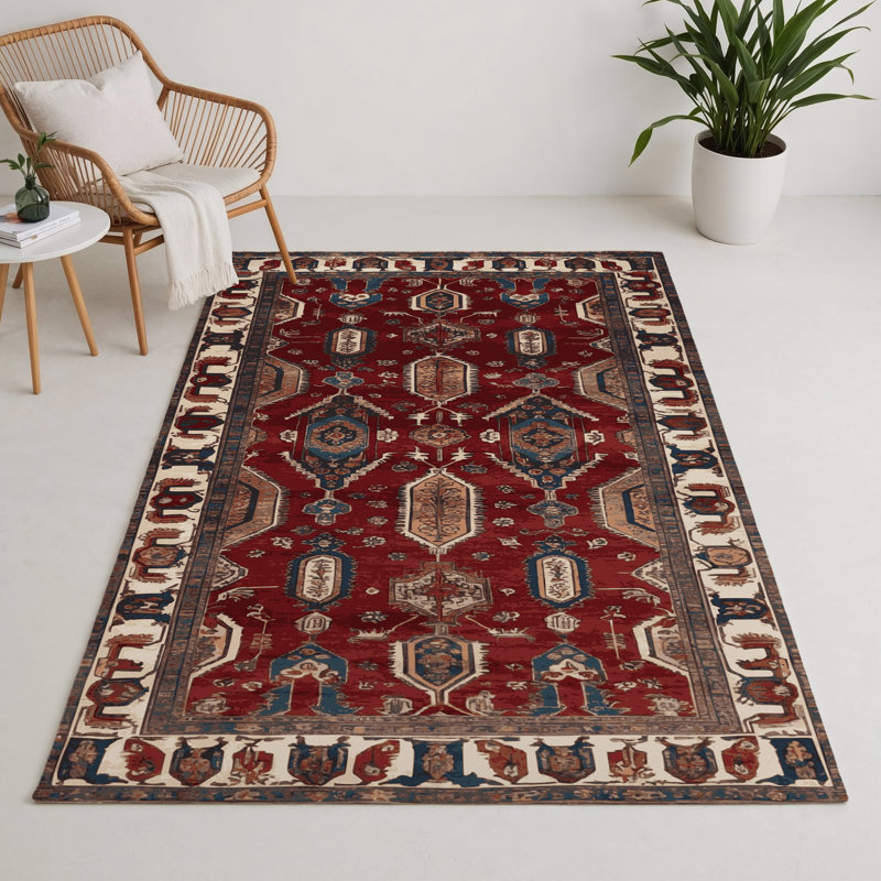 Tapis d'intérieur et d'extérieur noir Persian, Rectangle 5 pi x 7 pi
