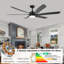 Ventilateur de plafond d'extérieur moderne 64 "avec lumière et télécommande, 6 pales en ABS, moteur à courant continu réversible-381104457-401824947
