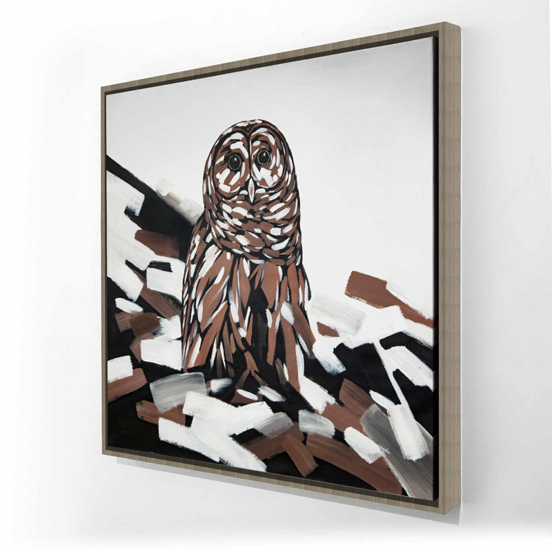 Tawny Owl - Toile encadrée beige rustique pour la décoration intérieure