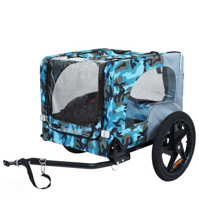 Outdoor Heavy Duty Collapsible Pet Bike Trailer with 16-Inch All-Terrain Wheels & Universal Hitch – Foldable Dog/Cargo Carrier Cart for Bicycles