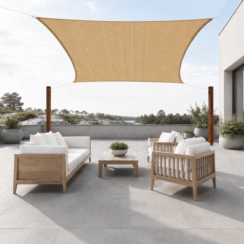 Toile d'ombrage rectangulaire en toile Colourtree, imperméable et anti-UV UPF50, Beige sable, 20 pi x 10 pi