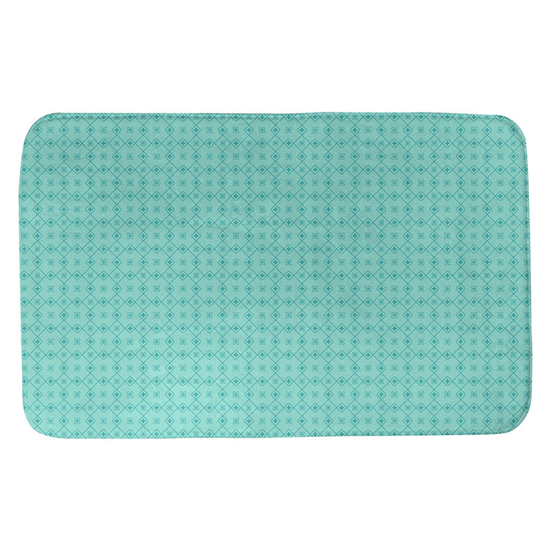 Tapis de bain antidérapant rectangulaire en forme de napperon de style Elizabeth bueschel, l 17 po x L 24 po, Bleu sarcelle
