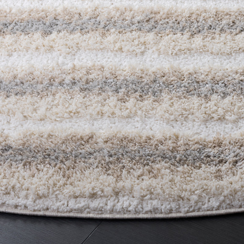 Gemma Shag 602 Performance Striped Rug, Round 6'7"