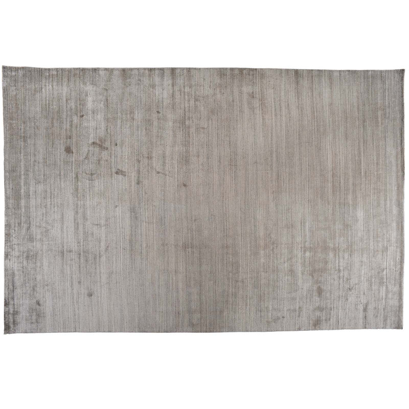 Tapis unique en laine noué à la main beige et argent 10 pi 1 po x 14 pi Zen
