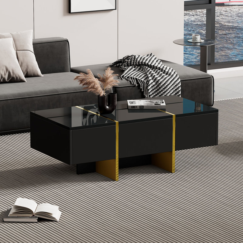 Coffee Table with Storage, Black