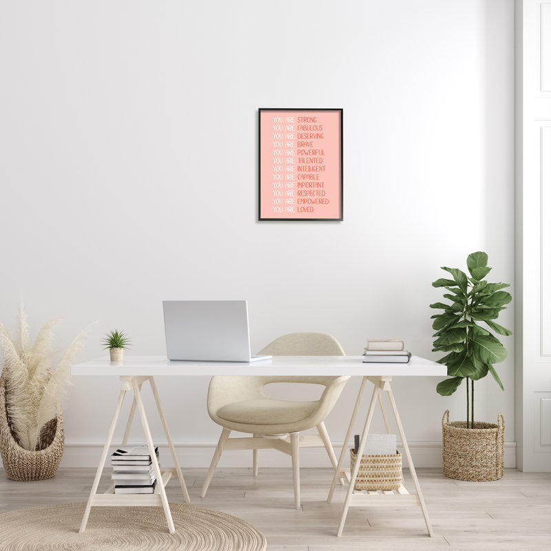 "You Are Positivité", art textuel sur toile, H 20 po x l 16 po x 1,5 po, Giclée encadrée noir minuit