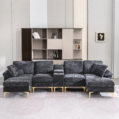 Covehill 125.9" U-Shaped Multifunctional Sofa With Storage And USB Ports
